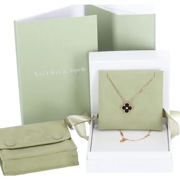 Van Cleef & Arpels Vintage Alhambra Necklace 2023 Holiday Pendant Grey 18K - Picture 2 of 7